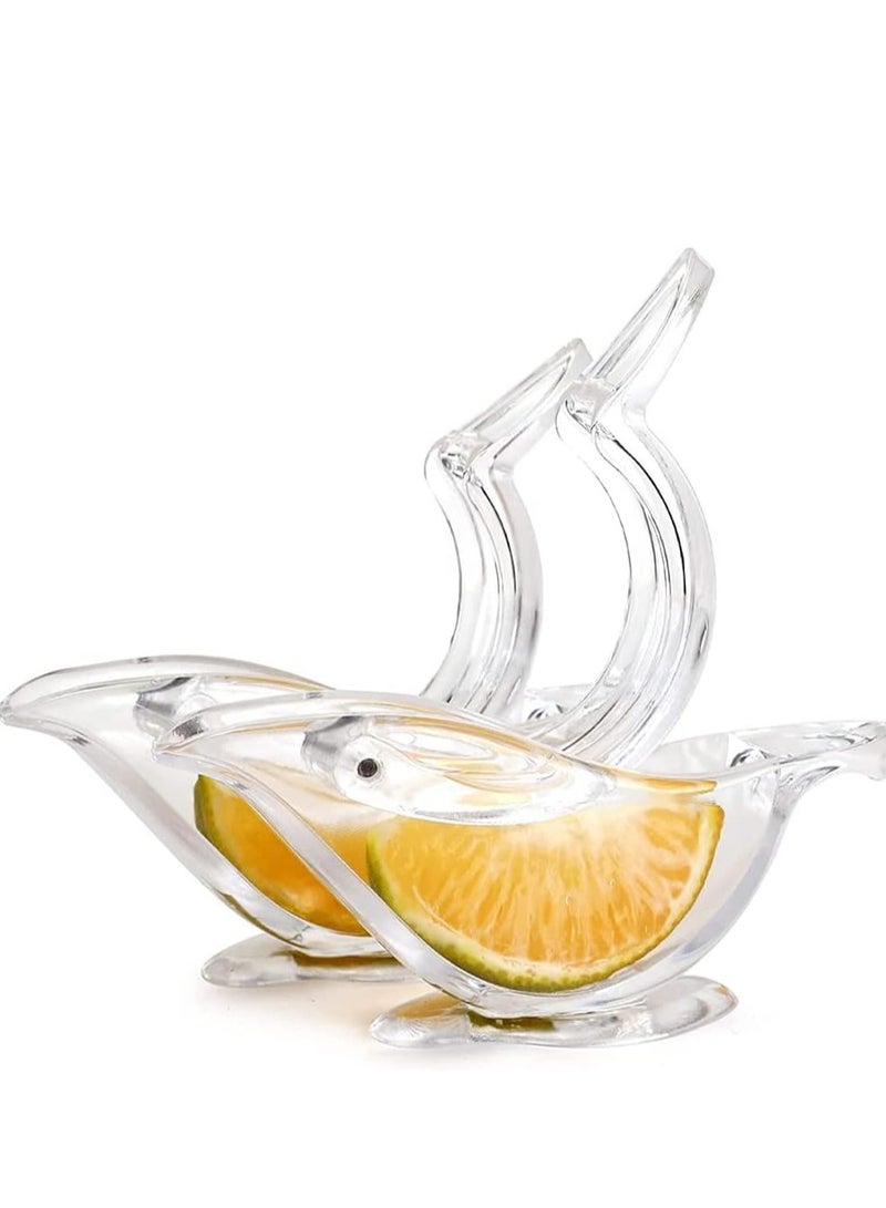 زوبا قطعتين من عصارة ليمون يدوية من الاكريليك بتصميم محمول على شكل طائر، مناسبة لعصر لبرتقال والليمون والرمان،-شفافه- كود 518 - Image 1